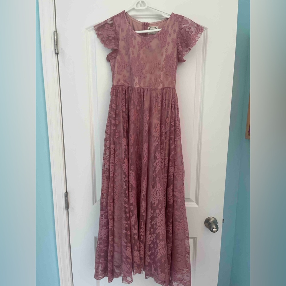 Charming Mauve Lace Kids Dress